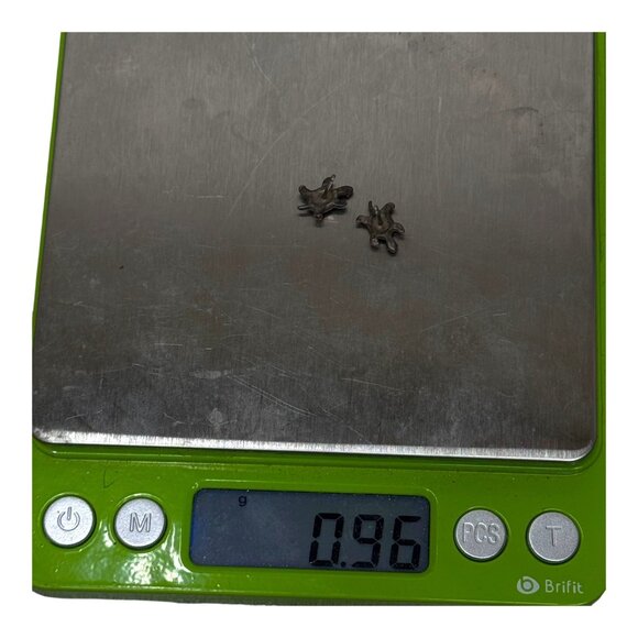 Vintage Sterling Silver Crushed Inlaid Turquoise Turtle Earrings Small Post READ - Picture 6 of 6